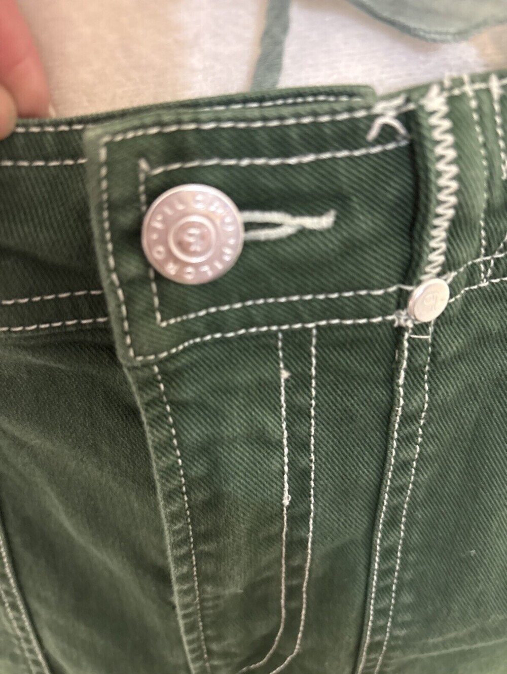 Anthropologie Pilcro Cargo Maxi Skirt Denim Pockets Front Slit Green Sz 6 NWOT - Picture 7 of 14